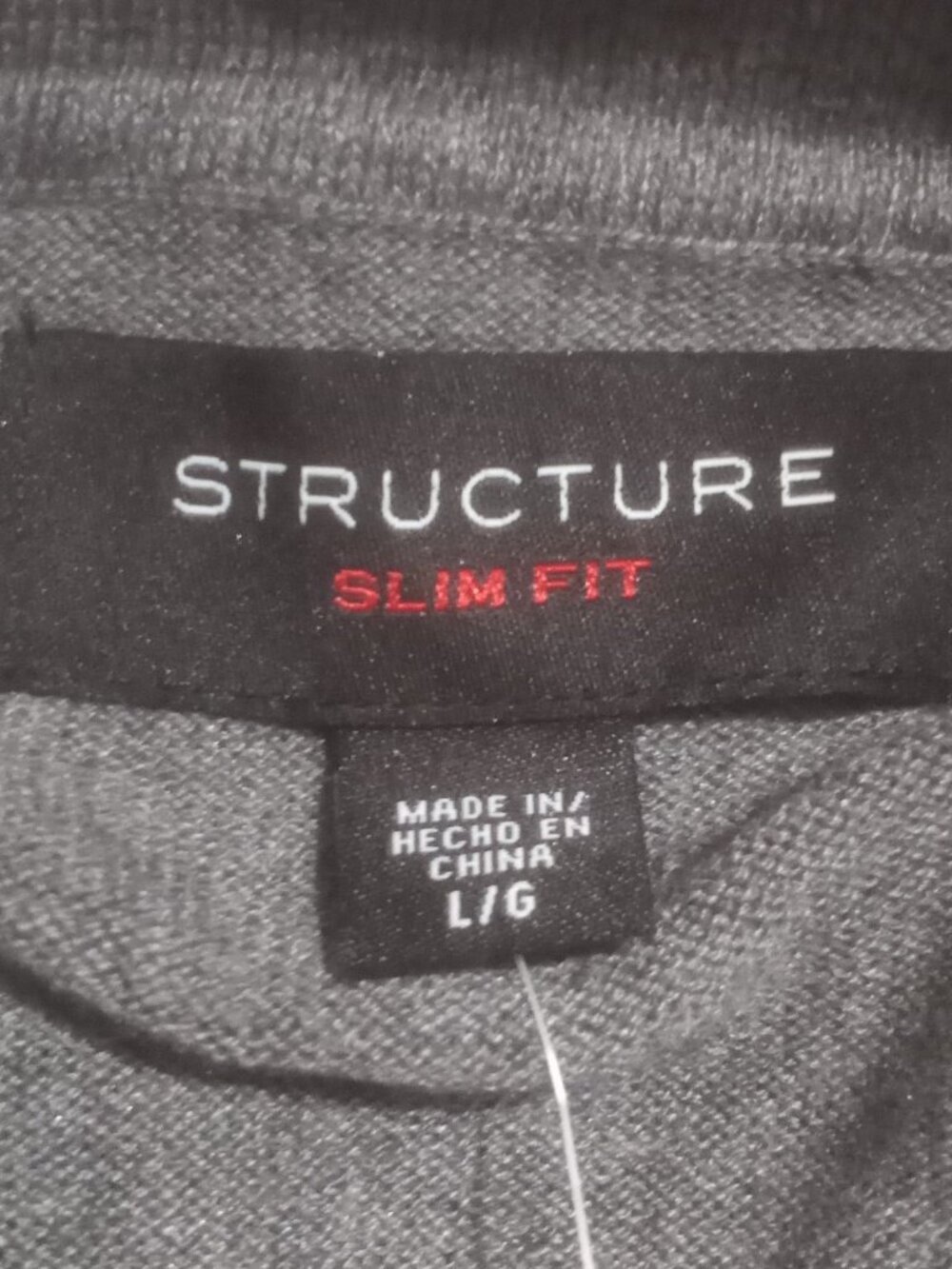 New NWT Structure Mens Slim Fit Polo Shirt Size Large L Gray Collar Short Sleeve - Picture 9 of 12